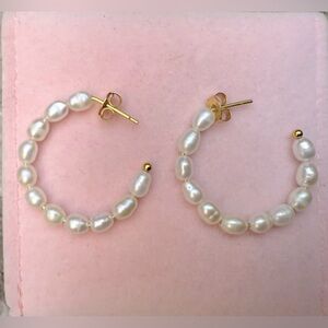 Genuine Freshwater Pearl Hoop Earrings